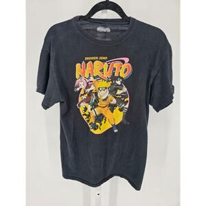 Shonen Jump Naruto Unisex Black Round Neck Anime Printed Short Sleeve Top Size M